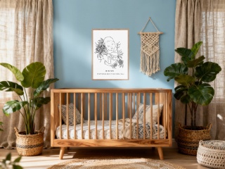 Plakat metryczka dla dziecka line art minimalistyczna kwiaty a3