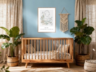 Plakat metryczka dla dziecka line art minimalistyczna kwiaty a3