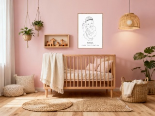 Plakat metryczka dla dziecka line art minimalistyczna kwiaty a3