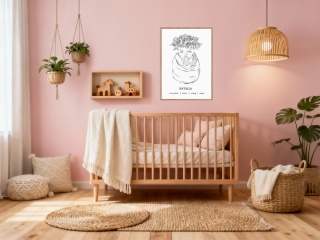 Plakat metryczka dla dziecka line art minimalistyczna kwiaty a3