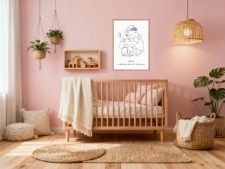 Plakat metryczka dla dziecka line art minimalistyczna kwiaty a3