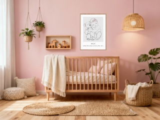 Plakat metryczka dla dziecka line art minimalistyczna kwiaty a3