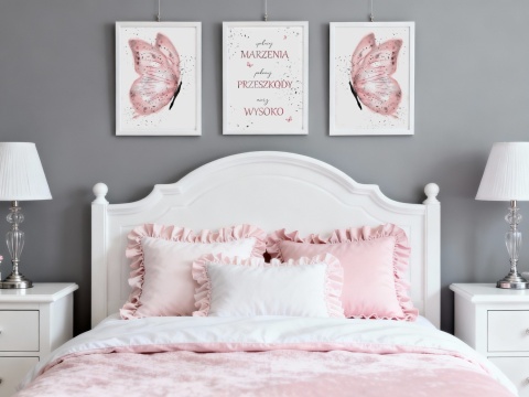 Zestaw 3 plakatów motywacyjne motyle motyl dla dziewczynki nastolatki