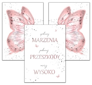 Zestaw 3 plakatów motywacyjne motyle motyl dla dziewczynki nastolatki