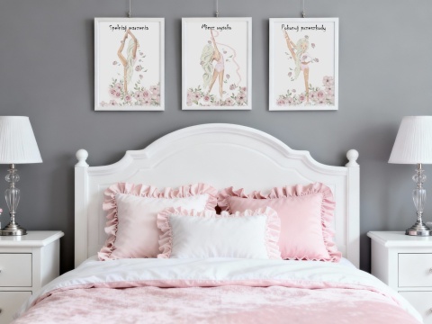 Zestaw 3 plakatów gimnastyczka akrobatka akrobatyka dla dziewczynki nastolatki