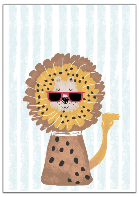 plakat boho lew okulary skadynawski dla dziecka chłopca i dziewczynki