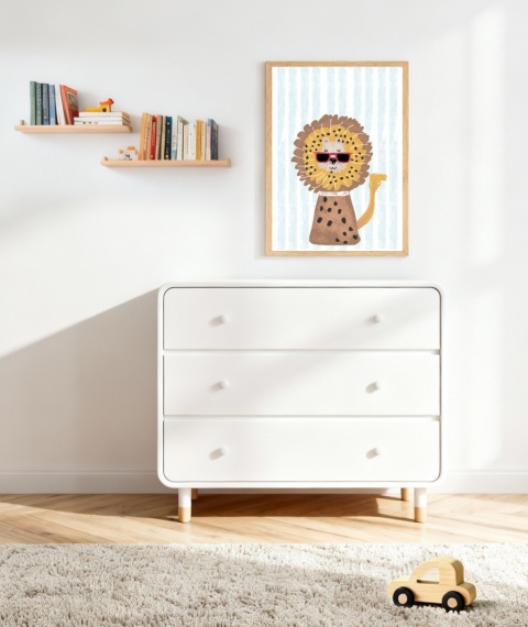 plakat boho lew okulary skadynawski dla dziecka chłopca i dziewczynki